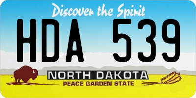 ND license plate HDA539