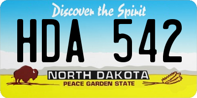 ND license plate HDA542