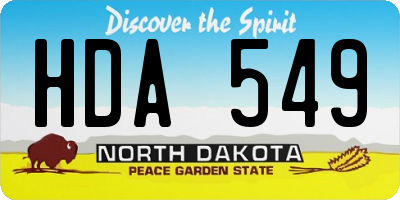 ND license plate HDA549