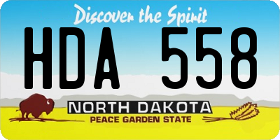 ND license plate HDA558
