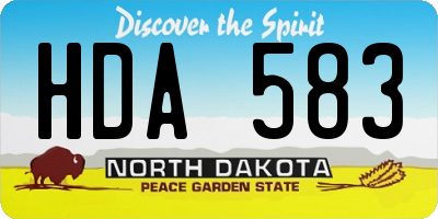 ND license plate HDA583