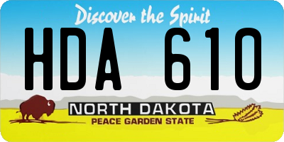 ND license plate HDA610