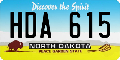 ND license plate HDA615