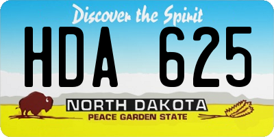 ND license plate HDA625