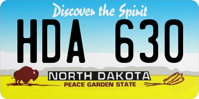 ND license plate HDA630