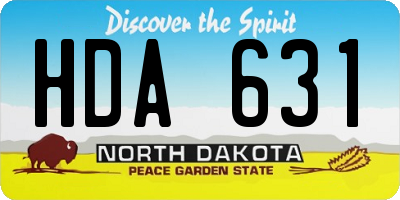 ND license plate HDA631