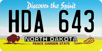ND license plate HDA643