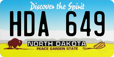 ND license plate HDA649