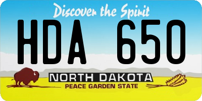 ND license plate HDA650