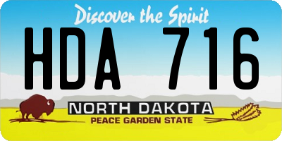 ND license plate HDA716