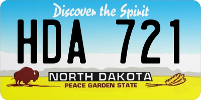 ND license plate HDA721