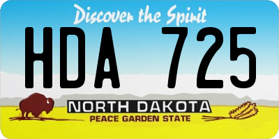 ND license plate HDA725