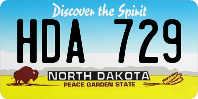 ND license plate HDA729
