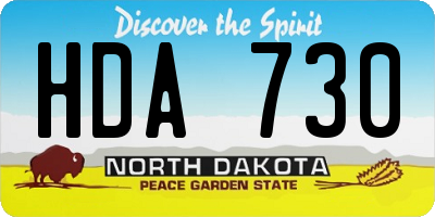 ND license plate HDA730
