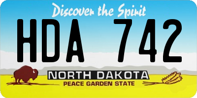 ND license plate HDA742