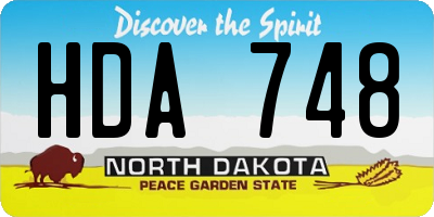 ND license plate HDA748
