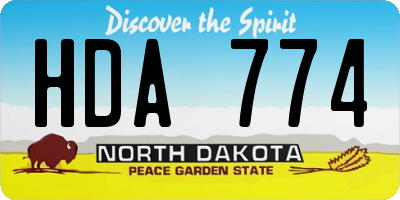 ND license plate HDA774
