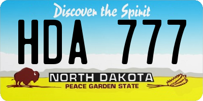 ND license plate HDA777