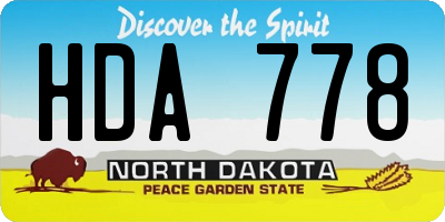 ND license plate HDA778