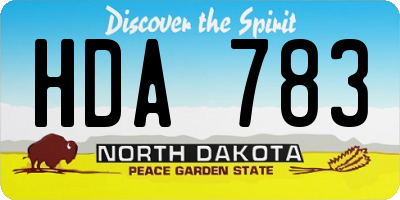 ND license plate HDA783