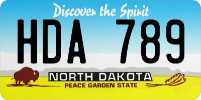 ND license plate HDA789