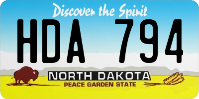 ND license plate HDA794