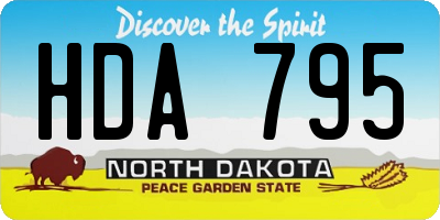 ND license plate HDA795
