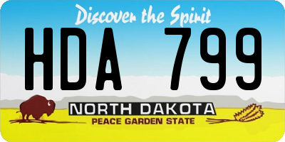 ND license plate HDA799