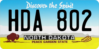 ND license plate HDA802