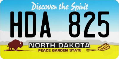 ND license plate HDA825