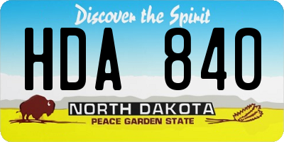 ND license plate HDA840