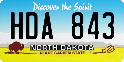ND license plate HDA843