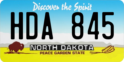 ND license plate HDA845