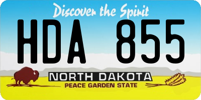 ND license plate HDA855