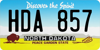ND license plate HDA857