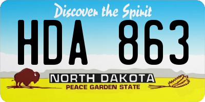 ND license plate HDA863