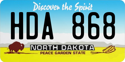 ND license plate HDA868