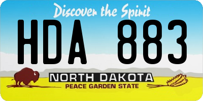 ND license plate HDA883