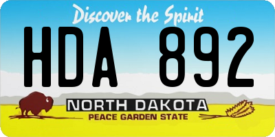 ND license plate HDA892