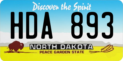 ND license plate HDA893