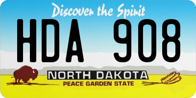 ND license plate HDA908