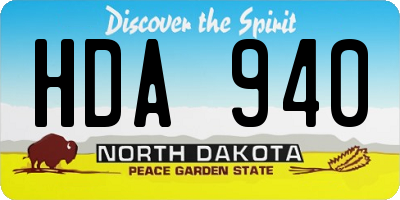 ND license plate HDA940