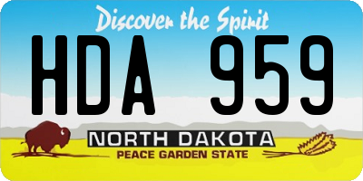 ND license plate HDA959