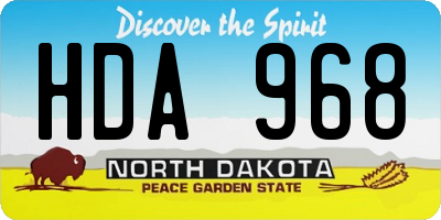 ND license plate HDA968
