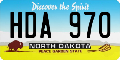 ND license plate HDA970
