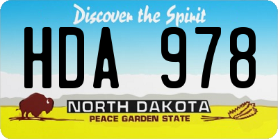 ND license plate HDA978