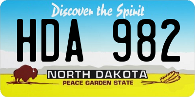 ND license plate HDA982