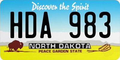ND license plate HDA983