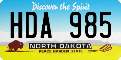 ND license plate HDA985