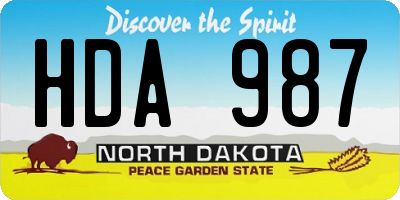 ND license plate HDA987